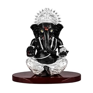 diviniti 999 silver plated resin idols  car dashboard  for mandir office and home dcor black ganesha