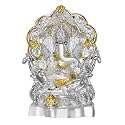 DIVINITI 999 Silver Plated Lord Ganesha Idol for Car Dashboard| Ganesh Ji for Home Decor ShowpieceTabletop|Ganesh Ji Murti for Puja Room, Festival Gift|Ganpati Figurine for Prosperity (8 X 7 CM)