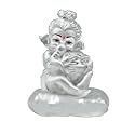Diviniti Bal Ganesha Idol for Home Decor Showpiece|999 Silver Plated Statue of Bal Ganesha for Table|Ganesh Ji Murti for Puja Room, Festival Gift|Ganpati Figurine for Prosperity, Good Luck (8 X 6 CM)