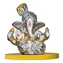 DIVINITI 999 Silver Plated Pagdi Ganesha Idol for Car Dashboard|Ganesh Ji Murti for Diwali Pooja Gift Home Decor|Ganpati Antique Showpiece|Religious Figurines for House Warming Gift (7x4x7cm)