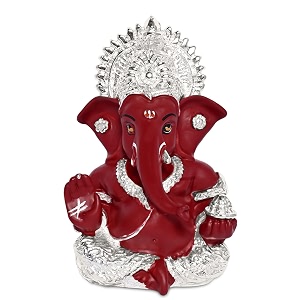 diviniti 999 silver plated resin lord ganesha idol for car dashboard tabletopganesh statue for good luck and successganpati murti for home decor mandir office desk puja gift red 84x42cm