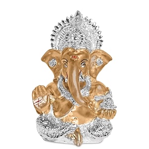 diviniti 999 silver plated resin lord ganesha idol for car dashboard tabletopganesh statue for good luck and successganpati murti for home decor mandir office desk puja gift golden 84x42cm