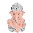 DIVINITI 999 Silver Plated Resin Lord Ganesha Idol for Car Dashboard, Tabletop|Ganesh Statue for Good Luck and Success|Ganpati Murti for Home Decor Mandir, Office Desk Puja Gift Nude (8.4x4.2cm)