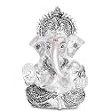 DIVINITI 999 Silver Plated Resin Lord Ganesha Idol for Car Dashboard, Tabletop|Ganesh Statue for Good Luck and Success|Ganpati Murti for Home Decor Mandir, Office Desk Puja Gift Silver (8.4x4.2cm)