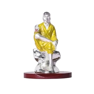 diviniti 999 silver plated sai baba decorative showpiece sai baba statue for home office shiridi baba singhasan idol for car dashboard pooja room amp gift religious figurines amp showpiece 6cmx55cmx6cm