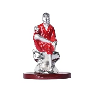 diviniti 999 silver plated sai baba decorative for home office shiridi baba singhasan idol for car dashboard pooja room amp gift religious figurines amp showpiece 6cmx55cmx6cm