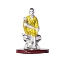DIVINITI 999 Silver Plated Sai Baba Decorative Showpiece Sai Baba Statue for Home Office Shiridi Baba Singhasan Idol for Car Dashboard Pooja Room &amp; Gift Religious Figurines &amp; Showpiece (6cmx5.5cmx6cm)