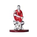 DIVINITI 999 Silver Plated Sai Baba Decorative for Home Office Shiridi Baba Singhasan Idol for Car Dashboard Pooja Room &amp; Gift Religious Figurines &amp; Showpiece (6cmx5.5cmx6cm)