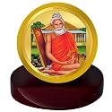 DIVINITI 24K Gold Plated Foil Baba Loknath Photo Frame for Car Dashboard, Car Idol, Table Decor|Religious Pooja Prayer MCF 1C Gold Frame For Gift (5.5x5.0 CM)