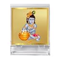 DIVINITI 24K Gold Plated Acrylic Bal Gopal Krishna Ji Car Dashboard Idol Frame|Premium Spiritual Gifting Item for Divine Blessings &amp; Positivity | Luxury Religious Decor for Car, Office &amp; Home | 11 X