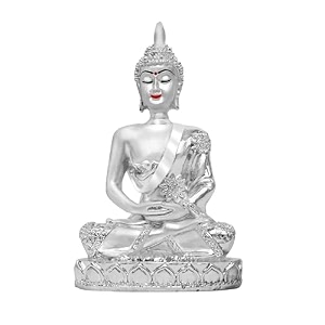 diviniti buddha idol for home decor showpiece 999 silver plated statue of gautam buddha ji murti for puja room festival gift lord buddha figurine for peace amp positivity 11 x 65 cm