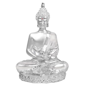 diviniti buddha idol for home decor showpiece 999 silver plated statue of buddha meditation ji murti for puja room festival gift lord figurine peace amp positivity 8 x 6 cm