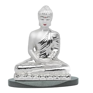 diviniti buddha idol for home decor showpiece 999 silver plated statue of buddha meditation buddha ji murti for puja room festival gift lord buddha figurine for peace amp prosperity 14 x 75 cm