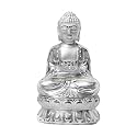 DIVINITI Buddha Statue for Home Decor Showpiece|999 Silver Plated Buddha Holding Gold Ingot|Buddha for Home, Office Desk, Table Decoration and Luxury Gift (12X7CM)