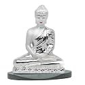 DIVINITI Buddha Idol for Home Decor Showpiece 999 Silver Plated Statue of Buddha Meditation Buddha Ji Murti for Puja Room, Festival Gift Lord Buddha Figurine for Peace &amp; Prosperity (14 X 7.5 CM)