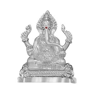 diviniti ganesha idol for home decor showpiece999 silver plated statue of lord ganesha for tabletopganesh ji murti for puja room festival giftganpati figurine for prosperity good luck 8x6cm