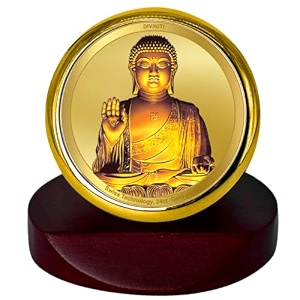 diviniti gautama buddha god photo frame for car dashboard table dcor office  mcf 1c photo frames and 24k gold plated foil religious photo frame for pooja gifts items 55x50 cm