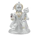 DIVINITI Hanuman Ji Idol for Home Decor Showpiece 999 Silver Plated Statue of Lord Hanuman for Table Bajrang Bali Murti for Puja Room, Festival Gift God Figurine for Prosperity, Good Luck (8X5.5CM)