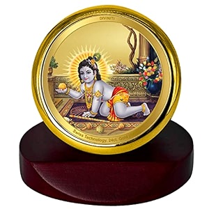diviniti laddu gopal photo frame for car dashboard car idol table decormcf 1c gold frame with 24k gold plated foilreligious frame for pooja prayer and gift 55x50 cm