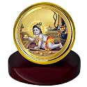 DIVINITI Laddu Gopal Photo Frame for Car Dashboard, Car Idol, Table Decor|MCF 1C Gold Frame with 24K Gold Plated Foil|Religious Frame For Pooja, Prayer and Gift (5.5X5.0 CM)