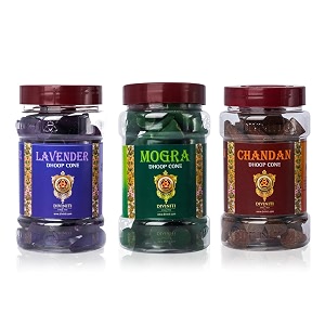 diviniti lavender mogra chandan dhoop cone dhoop cone with natural ingredients amp fragrance soothing amp long-lasting aroma for daily puja prayer meditation yoga relaxation combo of 3