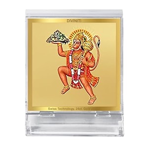 diviniti lord hanuman ji with mountain photo frame for car dashboard car idol table decoracf 3a acrylic car frame with 24k gold plated foilreligious frame for pooja prayer and gift 58x48 cm