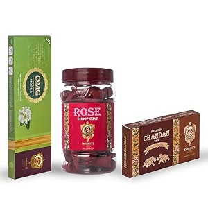 diviniti omg mogra incense sticks rose dhoop cone premium chandan dhoop incense sticks amp dhoop with natural fragrance long-lasting aroma for daily puja prayer meditation yoga combo of 3