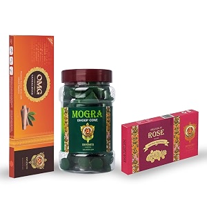 diviniti omg sandalwood incense sticks mogra dhoop cone premium rose dhoop incense sticks amp dhoop with natural fragrance long-lasting aroma for daily puja prayer meditation yoga combo of 3