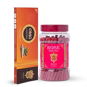 diviniti omg sandalwood incense sticks rose dhoop sticks incense sticks amp dhoop with natural fragrance soothing amp long-lasting aroma for daily puja prayer meditation yoga combo of 2