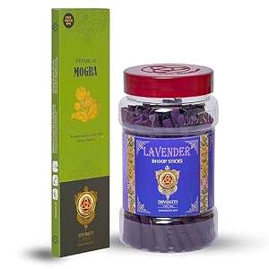 diviniti premium mogra incense sticks lavender dhoop sticks incense sticks amp dhoop with natural fragrance soothing amp long-lasting aroma for daily puja prayer meditation yoga combo of 2
