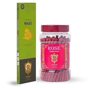 diviniti premium mogra incense sticks rose dhoop sticks incense sticks amp dhoop with natural fragrance soothing amp long-lasting aroma for daily puja prayer meditation yoga combo of 2