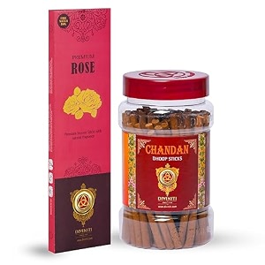 diviniti premium rose incense sticks chandan dhoop sticks incense sticks amp dhoop with natural fragrance soothing amp long-lasting aroma for daily puja prayer meditation yoga combo of 2