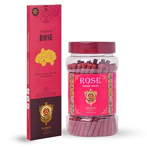 diviniti premium rose incense sticks rose dhoop sticks incense sticks amp dhoop with natural fragrance soothing amp long-lasting aroma for daily puja prayer meditation yoga combo of 2