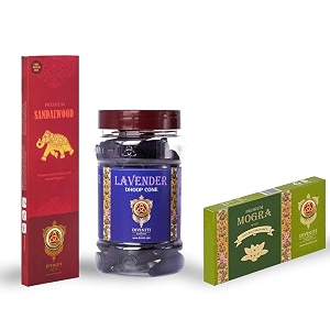 diviniti premium sandalwood incense sticks lavender dhoop cone premium mogra dhoop incense sticks amp dhoop with natural fragrance long-lasting aroma for daily puja prayer meditation combo of 3
