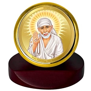 diviniti sai baba photo frame for car dashboard car idol table decormcf 1c gold frame with 24k gold plated foilreligious frame for pooja prayer and gift 55x50 cm
