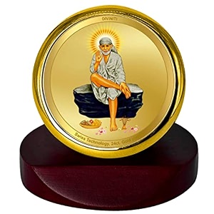 diviniti 24k gold plated religious car dashboard frame  premium god idol frame for car home mandir amp office table  spiritual gift decorative showpiece