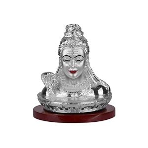 diviniti shiva idol for home decor showpiece 999 silver plated statue of lord shiva blessings shiv ji murti for puja room festival gift mahadev figurine for prosperity amp good luck 75 x 55 cm