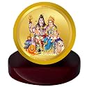 DIVINITI 24K Gold Plated Shiv Parivar Metallic Idol for Home Decor, Pooja Room, Office Desk &amp; Car Dashboard | Premium Religious Gift with Wooden Stand for Blessings &amp; Positivity|5.5 x 5.0 CM
