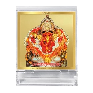 diviniti shree siddhivinayak idol photo frame for car dashboard table dcoracf 3a acrylic frame 24k gold plated foil and idol for pooja gifts items 58x48 cm