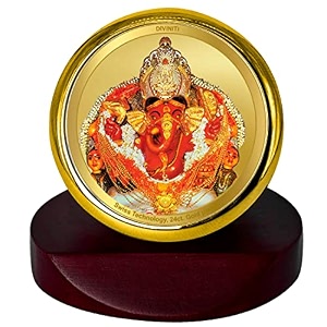 diviniti 24k gold plated religious car dashboard frame  premium god idol frame for car home mandir amp office table  spiritual gift decorative showpiece