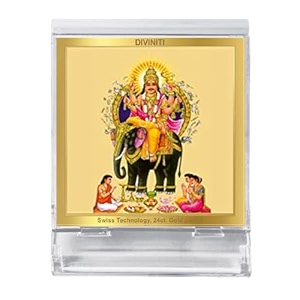 diviniti 24k gold plated acrylic lord vishwakarma ji car dashboard idol framepremium spiritual gifting item for divine blessings amp positivity  luxury religious decor for car office amp home  11 x