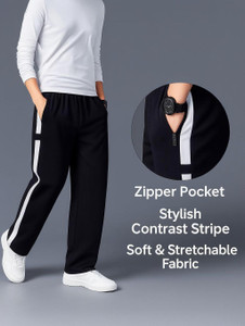 Divkush Striped Men Black Track Pants