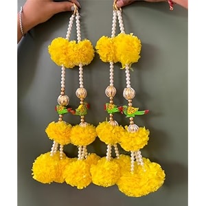 divyakosh artificial flower garland 4 pcs toran for main door with side hanging  size 55 feet  multipurpose floral walldoor hangings backdrop for pooja decoration