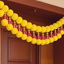 Divyakosh Handmade Plastic Beads Marigold/Genda Handmade Traditional Door Hanging/Bandarwal/Toran for Door, Traditional Bandarwal, Torans for Entrance Door, Size - 37 Inch