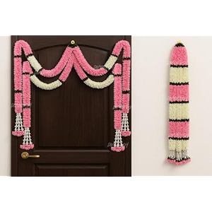 divyakosh artificial flower garland 4 pcs toran for main door with side hanging  size 55 feet  multipurpose floral walldoor hangings backdrop for pooja decoration