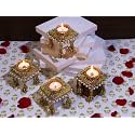 Divyakosh Metal Tealight Candle Holder for Home Decor,Deepawali Gift,Wax Light Diya Lights for Decoration,Golden Lamp for Table Corner,Dheepam for Festival Diwali Onam Diya for Puja (4 Pcs)