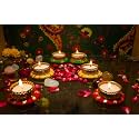 Divyakosh Tealight Holder Festive Diya with Artificial Stones, Home Decoration Items-Set of Diya Candles Lights,Diyas for puja,Christmas Decorative Gift Wax lamp Pooja Festival (24)
