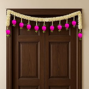 divyakosh artificial flower garland 4 pcs toran for main door with side hanging  size 55 feet  multipurpose floral walldoor hangings backdrop for pooja decoration