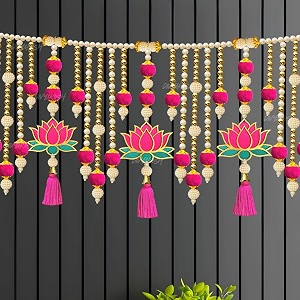 divyakosh torans for entrance door door hangings for home decoration lotus toranthoranam for home decoration bandhanwar 38 inches x 9 inches