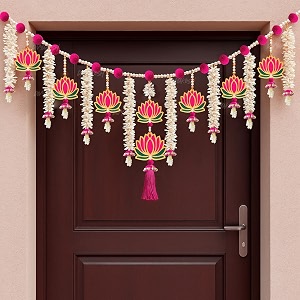 divyakosh artificial flower garland 4 pcs toran for main door with side hanging  size 55 feet  multipurpose floral walldoor hangings backdrop for pooja decoration